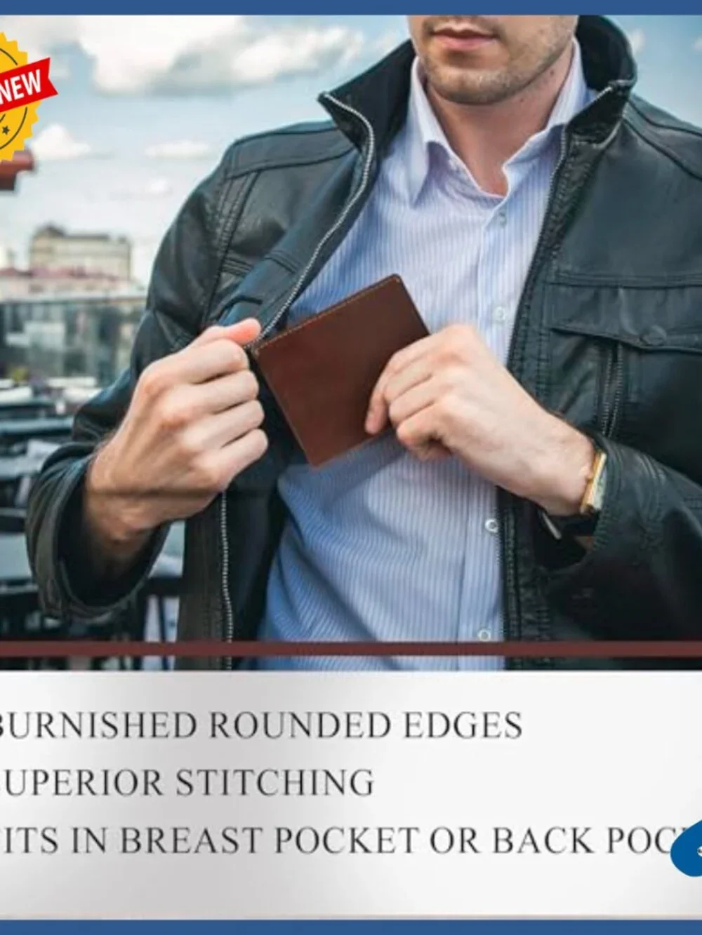 Slim RFID Blocking Leather Bifold Wallet With Quick Card Pull Tab